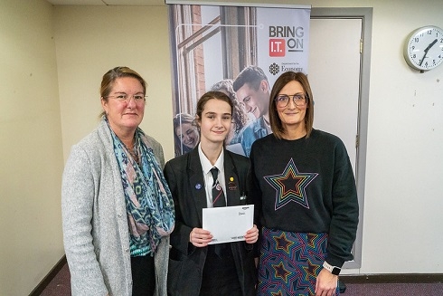 Pupil being presented an award