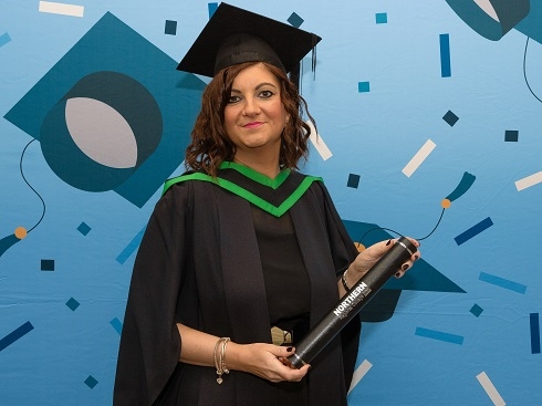 Female in graduation gown