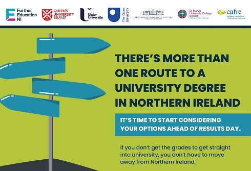 Image with text Theres more than one route to a university degree in NI